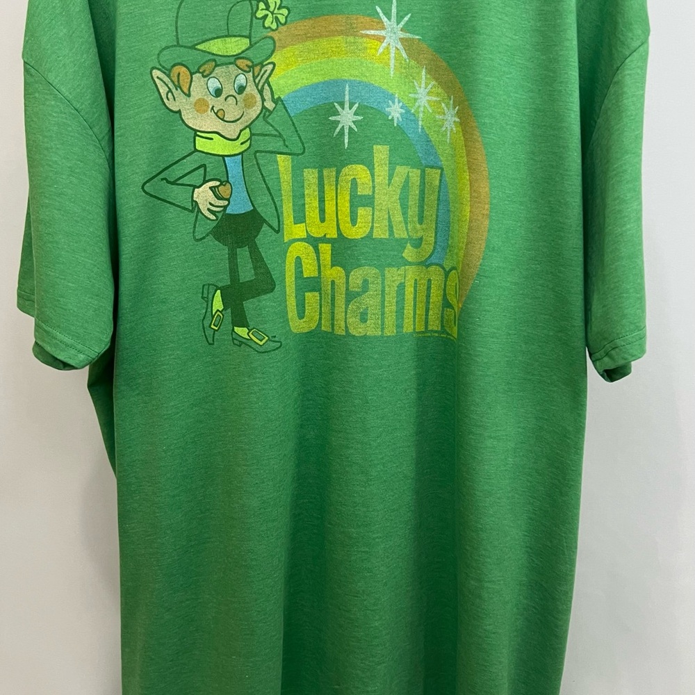 Green and Yellow Retro Lucky Charms Short Sleeve Tee with Mascot
